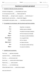 Pronom personnel - Exercices corrigés : 3eme Primaire - PDF à imprimer