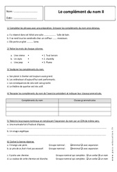 Complément du nom - Exercices corrigés - Grammaire : 1ere Secondaire - PDF à imprimer