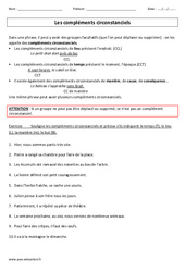 Compléments circonstanciels - Exercices : 4eme, 5eme Primaire - PDF à imprimer