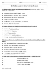 Compléments circonstanciels - Examen Evaluation : 4eme, 5eme Primaire - PDF à imprimer
