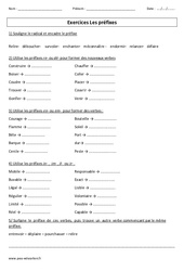 Préfixes - Exercices corrigés - Vocabulaire : 4eme, 5eme Primaire - PDF à imprimer