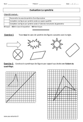 Symétrie - Examen Evaluation : 4eme, 5eme Primaire - PDF à imprimer