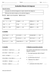 Longueur - Examen Evaluation : 4eme, 5eme Primaire - PDF à imprimer