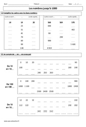 nombres jusqu’à 1000 - Exercices corrigés - Numération : 3eme Primaire - PDF à imprimer