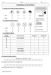 Vocabulaire sur les fractions - Exercices corrigés - Numération : 4eme, 5eme Primaire - PDF à imprimer