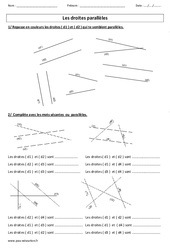 Droites parallèles - Exercices corrigés - Géométrie : 3eme Primaire