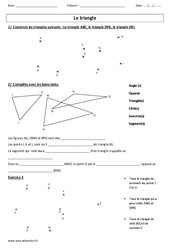 Triangle - Tracé - Vocabulaire - Exercices : 3eme, 4eme, 5eme Primaire