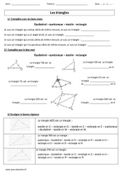 Nature des triangles - Exercices corrigés : 4eme, 5eme Primaire - PDF à imprimer