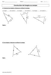 Construction de triangles - Isocèles et équilatéraux au compas - Exercices : 4eme, 5eme Primaire - PDF à imprimer