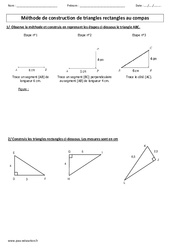Méthode de construction de triangles au compas - Exercices  : 4eme, 5eme Primaire - PDF à imprimer