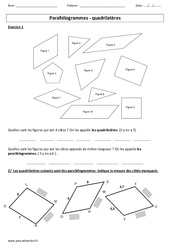 Parallélogrammes - Quadrilatères - Exercices corrigés - Géométrie : 4eme, 5eme Primaire - PDF à imprimer