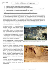 Action de l'homme sur les paysages - Cours - SVT : 1ere Secondaire - PDF à imprimer