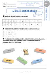 Connaître l’alphabet et l’ordre alphabétique - Exercices corrigés : 2eme Primaire - PDF à imprimer