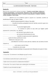 Communication hormonale - Exercices corrigés - Remédiation - SVT : 2eme Secondaire - PDF à imprimer