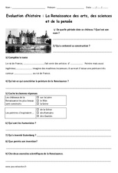 Arts - Sciences - Pensée - Examen Evaluation : 4eme Primaire - PDF à imprimer
