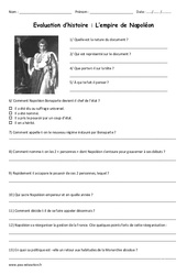 Empire de Napoléon - Examen Evaluation : 4eme, 5eme Primaire - PDF à imprimer