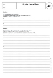 Droite des milieux - Exercices corrigés - Géométrie : 2eme Secondaire - PDF à imprimer