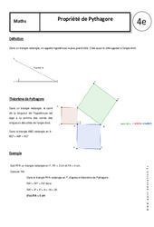Propriété de Pythagore - Cours - Triangles rectangles - Géométrie : 2eme Secondaire - PDF à imprimer