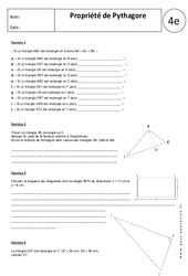 Propriété de Pythagore - Exercices corrigés - Triangles rectangles - Géométrie : 2eme Secondaire - PDF à imprimer