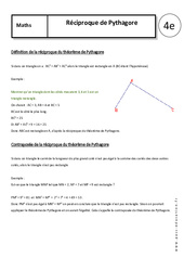 Réciproque de Pythagore - Cours - Triangles rectangles - Géométrie : 2eme Secondaire - PDF à imprimer