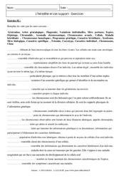 Hérédité et son support - Exercices corrigés - Remédiation - SVT : 3eme Secondaire - PDF à imprimer