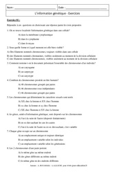 Information génétique - Exercices corrigés - Remédiation - SVT : 3eme Secondaire - PDF à imprimer