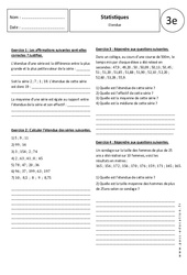 Etendue - Statistiques - Exercices corrigés : 3eme Secondaire - PDF à imprimer