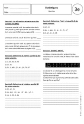 Quartiles - Statistiques - Exercices corrigés : 3eme Secondaire - PDF à imprimer