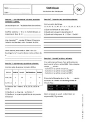 Vocabulaire des statistiques - Exercices corrigés : 3eme Secondaire - PDF à imprimer