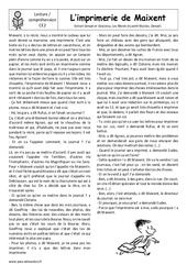 L’imprimerie de Maixent - Récit - Lecture : 3eme Primaire - PDF à imprimer