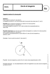 Cercle - Tangente - Cours - Géométrie : 2eme Secondaire - PDF à imprimer