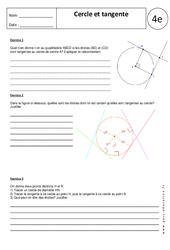 Cercle - Tangente - Exercices corrigés - Géométrie : 2eme Secondaire - PDF à imprimer