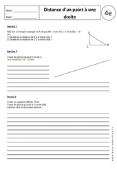 Distance d'un point à une droite - Exercices corrigés - Triangle - Géométrie : 2eme Secondaire - PDF à imprimer
