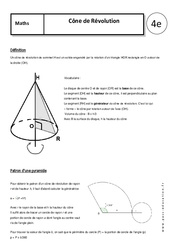 Cône de Révolution - Cours - Géométrie : 2eme Secondaire - PDF à imprimer