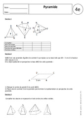 Pyramide - Exercices corrigés - Géométrie : 2eme Secondaire - PDF à imprimer