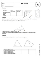 Pyramide - Exercices corrigés - Géométrie : 2eme Secondaire - PDF à imprimer