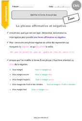 Identifier la forme d’une phrase - Cours, Leçon : 4eme Primaire - PDF gratuit à imprimer