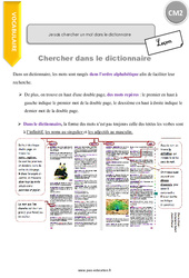 Comment chercher un mot dans le dictionnaire - Cours, Leçon : 5eme Primaire - PDF gratuit à imprimer