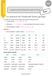 Conjuguer les verbes du  groupe au présent de l’indicatif - Cours, Leçon : 4eme Primaire - PDF gratuit à imprimer
