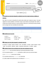 Reconnaitre le son [Z] et ses différentes graphies - Exercices avec correction : 4eme Primaire - PDF à imprimer