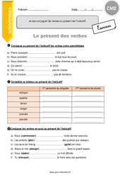 Comment conjuguer les verbes au présent de l’indicatif (révision) - Exercices  : 5eme Primaire - PDF à imprimer