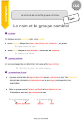 Reconnaitre les noms et les groupes nominaux - Cours, Leçon : 5eme Primaire - PDF à imprimer