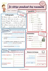 Cahiers de vacances  - Semaine 8 : 5eme Primaire - PDF à imprimer