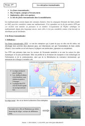 Entreprises transnationales - Cours - Géographie : 2eme Secondaire - PDF à imprimer