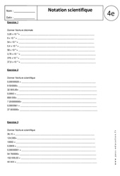 Notation scientifique - Exercices corrigés : 2eme Secondaire - PDF à imprimer