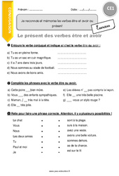 Reconnaitre et mémoriser les verbes être et avoir au présent - Exercices  : 2eme Primaire - PDF à imprimer