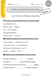 Identifier et reconnaitre les lettres finales muettes - Exercices avec correction : 2eme Primaire - PDF à imprimer