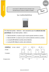 Connaître et utiliser les fonctions de base d’une calculatrice pour trouver ou vérifier un résultat - Cours, Leçon : 4eme Primaire - PDF gratuit à imprimer