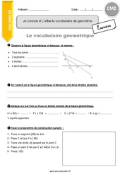 Connaître et utiliser le vocabulaire de géométrie - Exercices  : 5eme Primaire - PDF à imprimer