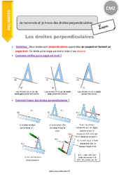 Reconnaitre et tracer des droites perpendiculaires - Cours, Leçon : 5eme Primaire - PDF à imprimer